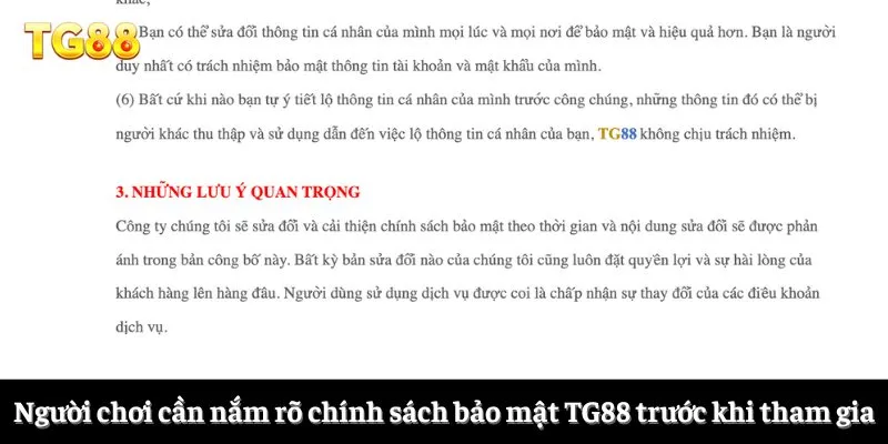 Chính Sách Bảo Mật TG88 4 Người chơi cần nắm rõ chính sách bảo mật TG88 trước khi tham gia
