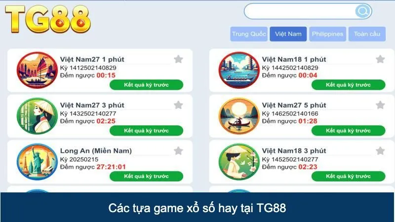 Các tựa game xổ số hay tại TG88